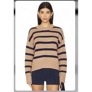 KULE The Liv Sweater in Toffee & Navy Size XL Wool Cotton Blend Nautical